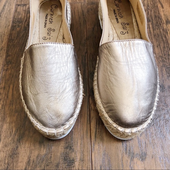 Carmen Saiz • rose gold leather espadrilles flats slip ons Spanish Made in Spain - Picture 3 of 10